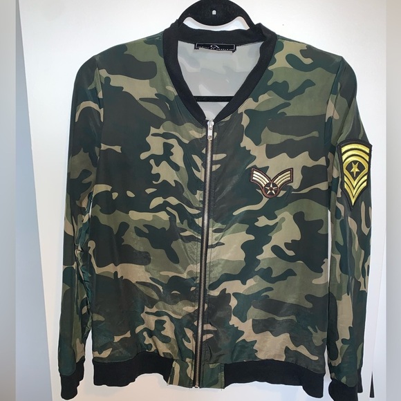 City of Angels Women's Army Bomber Jacket Zip front Lightweight Green Size Small - Picture 9 of 16